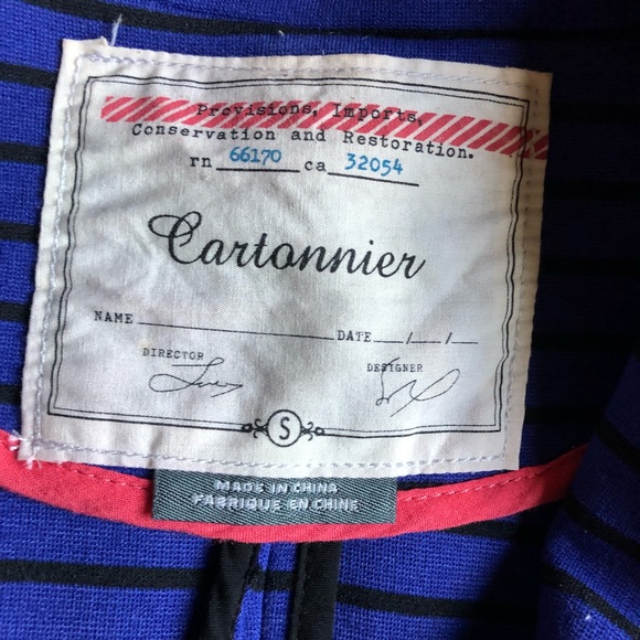Anthro Cartonnier striped blue and black blazer S - Picture 3 of 5